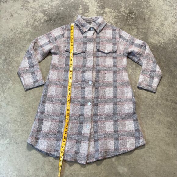 ANTHROPOLOGIE PILCRO Eliza Trench Womens Small Jacket gray pink Snap Button Knit - Picture 3 of 9